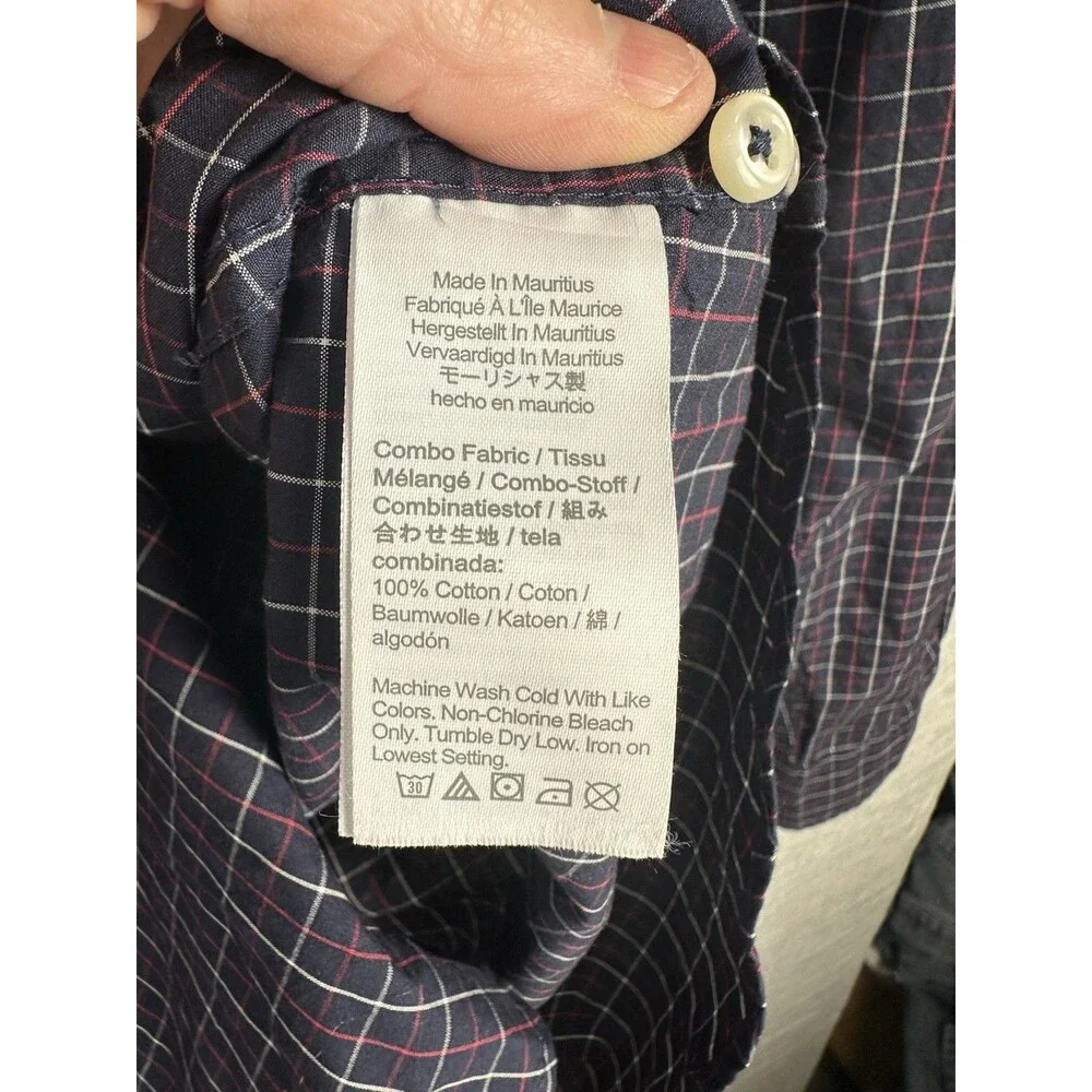 J. Crew Secret Wash Shirt Mens Small Blue/Red Plaid Slim Fit Button Up Cotton